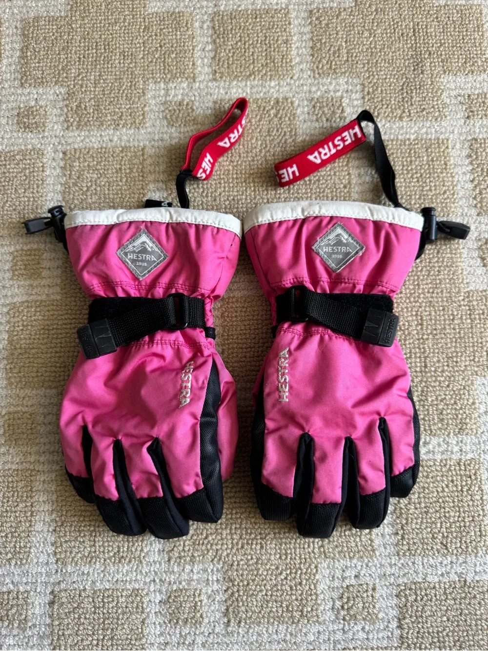 Hestra Gauntlet CZone Jr Waterproof Ski Gloves Pink Black Girls Size 4